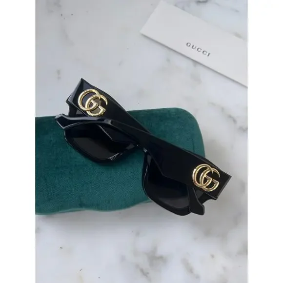 NEW Gucci GG1422S Black Thick Rim Marmont Cat Eye Sunglasses